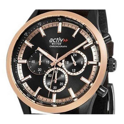 Orologio da uomo Westar Activ cronografo cinturino in pelle quadrante nero al quarzo 90265BPN603 100M