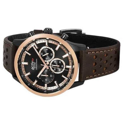 Orologio da uomo Westar Activ cronografo cinturino in pelle quadrante nero al quarzo 90265BPN603 100M