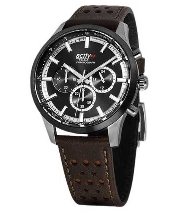 Orologio da uomo Westar Activ cronografo cinturino in pelle quadrante nero al quarzo 90265SBN123