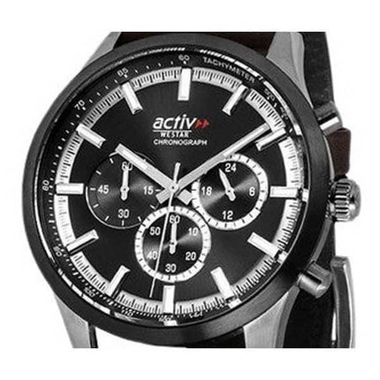 Orologio da uomo Westar Activ cronografo cinturino in pelle quadrante nero al quarzo 90265SBN123
