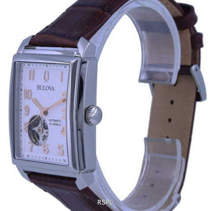Orologio da uomo automatico Bulova Sutton quadrante bianco cinturino in pelle 96A268
