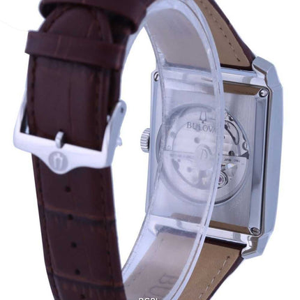 Orologio da uomo automatico Bulova Sutton quadrante bianco cinturino in pelle 96A268