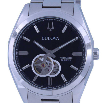 Bulova Surveyor Open Heart quadrante nero in acciaio inossidabile automatico 96A270 orologio da uomo