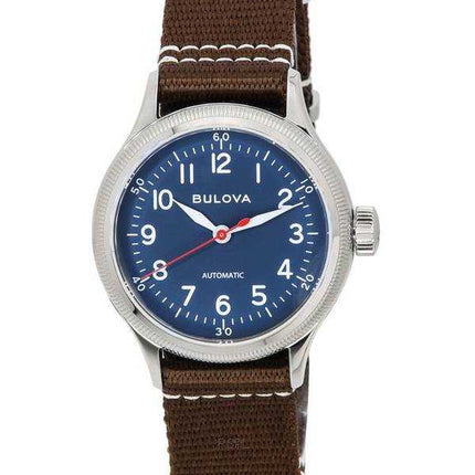 Bulova Classic HACK Military A11 cinturino in nylon quadrante blu automatico 96A282 orologio unisex