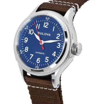 Bulova Classic HACK Military A11 cinturino in nylon quadrante blu automatico 96A282 orologio unisex