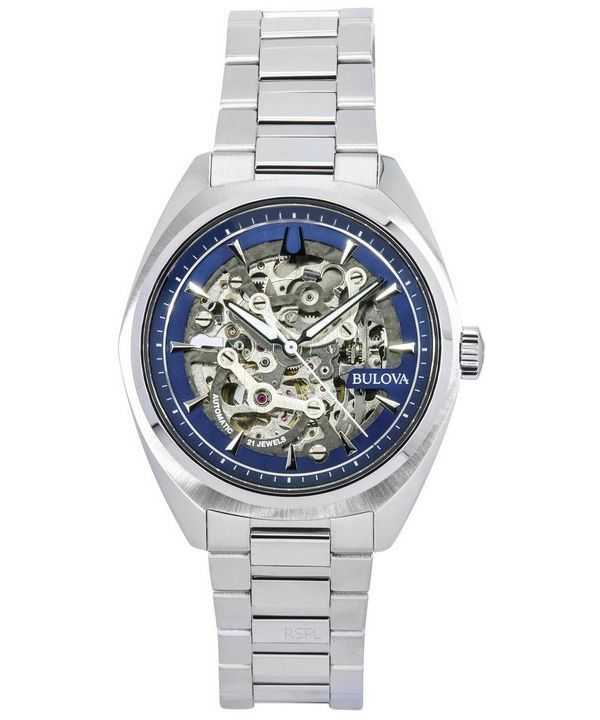 Orologio da uomo Bulova Classic Surveyor in acciaio inossidabile con quadrante scheletrato automatico 96A292 100M