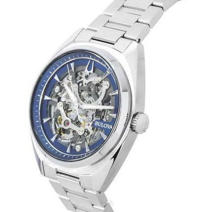 Orologio da uomo Bulova Classic Surveyor in acciaio inossidabile con quadrante scheletrato automatico 96A292 100M