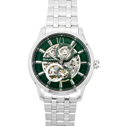 Orologio da uomo Bulova Sutton in acciaio inossidabile verde scheletrato automatico 96A329