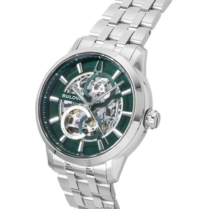 Orologio da uomo Bulova Sutton in acciaio inossidabile verde scheletrato automatico 96A329