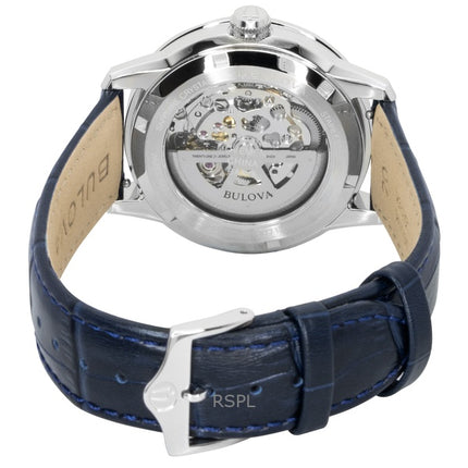 Orologio da uomo Bulova Sutton con cinturino in pelle e scheletro in argento, automatico, 96A330
