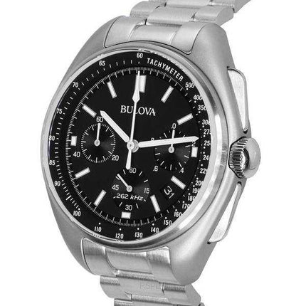 Bulova Lunar Pilot Chronograph Orologio da uomo in acciaio inossidabile con quadrante nero al quarzo 96B258