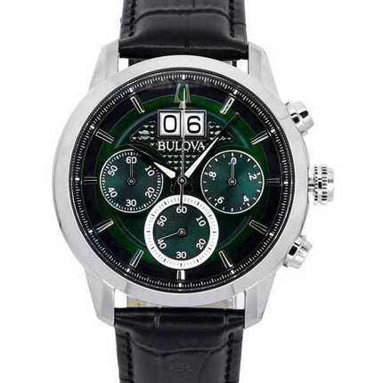 Bulova Sutton Classic cronografo cinturino in pelle quadrante verde quarzo 96B310 orologio da uomo