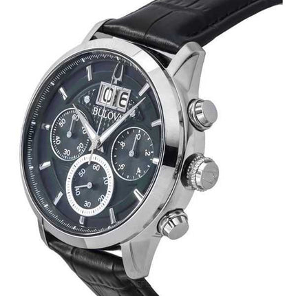 Bulova Sutton Classic cronografo cinturino in pelle quadrante verde quarzo 96B310 orologio da uomo