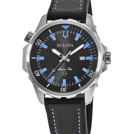 Orologio da uomo Bulova Marine Star con cinturino in silicone quadrante nero al quarzo 96B337 100M