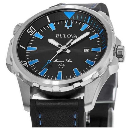 Orologio da uomo Bulova Marine Star con cinturino in silicone quadrante nero al quarzo 96B337 100M