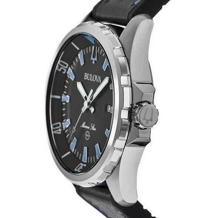 Orologio da uomo Bulova Marine Star con cinturino in silicone quadrante nero al quarzo 96B337 100M