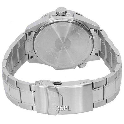Orologio da uomo Bulova Marine Star con cinturino in acciaio inossidabile con quadrante Sunray nero al quarzo 96B382 100M