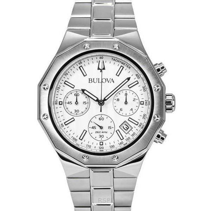 Orologio da uomo Bulova Classic Precisionist Chronograph in acciaio inossidabile con quadrante argentato al quarzo 96B408 100M