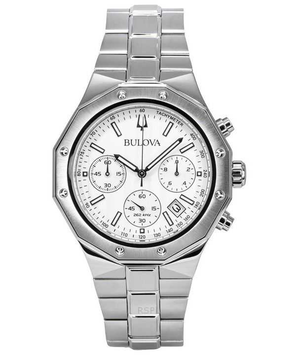 Orologio da uomo Bulova Classic Precisionist Chronograph in acciaio inossidabile con quadrante argentato al quarzo 96B408 100M