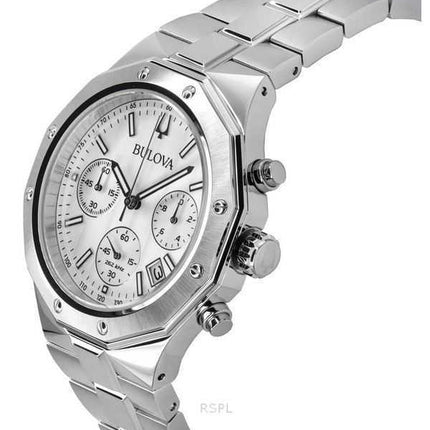 Orologio da uomo Bulova Classic Precisionist Chronograph in acciaio inossidabile con quadrante argentato al quarzo 96B408 100M