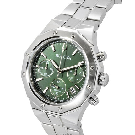 Orologio da uomo Bulova Octagon Prestige Chronograph in acciaio inossidabile con quadrante verde al quarzo 96B409 100M