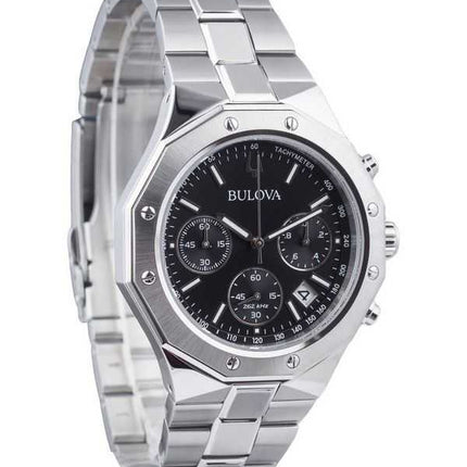 Orologio da uomo Bulova Classic Precisionist Octagon Cronografo in acciaio inossidabile quadrante nero al quarzo 96B410 100M