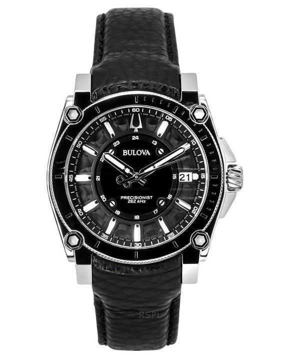 Orologio da uomo Bulova Icon Precisionist cinturino in pelle quadrante grigio al quarzo 96B416 100M