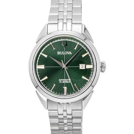 Orologio da uomo Bulova Sutton in acciaio inossidabile con quadrante verde automatico 96B424