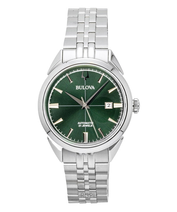 Orologio da uomo Bulova Sutton in acciaio inossidabile con quadrante verde automatico 96B424