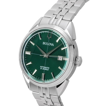 Orologio da uomo Bulova Sutton in acciaio inossidabile con quadrante verde automatico 96B424