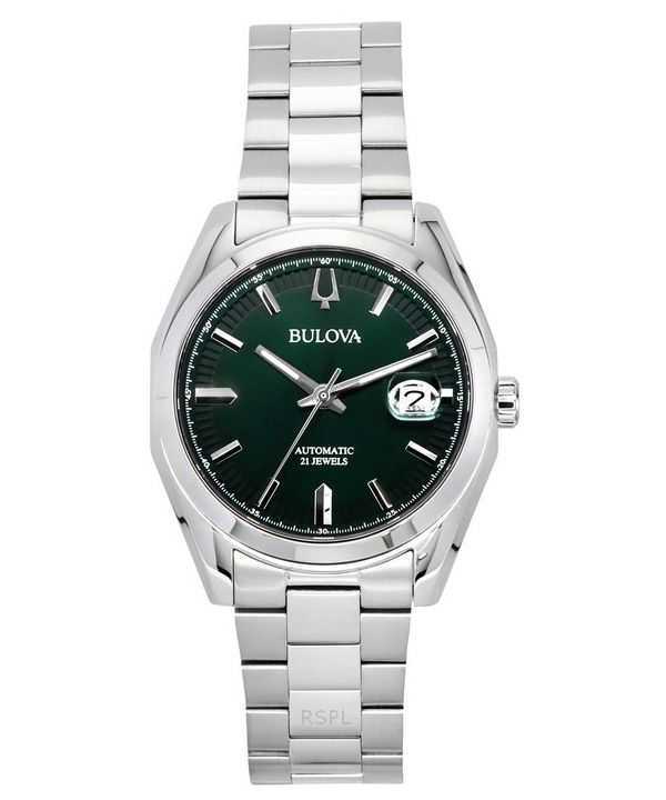 Orologio da uomo Bulova Surveyor in acciaio inossidabile con quadrante verde automatico 96B429