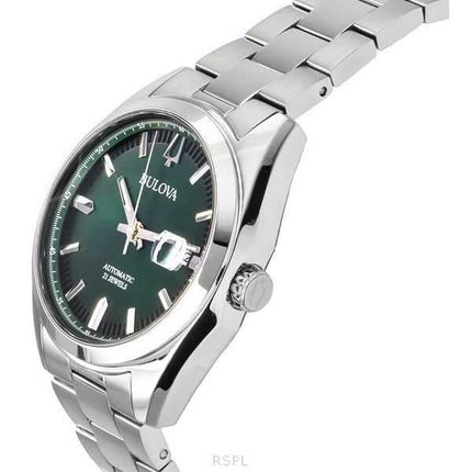 Orologio da uomo Bulova Surveyor in acciaio inossidabile con quadrante verde automatico 96B429