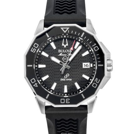 Orologio da uomo Bulova Marine Star Precisionist con cinturino in silicone e quadrante nero, al quarzo, subacqueo, 96B432, 200 m