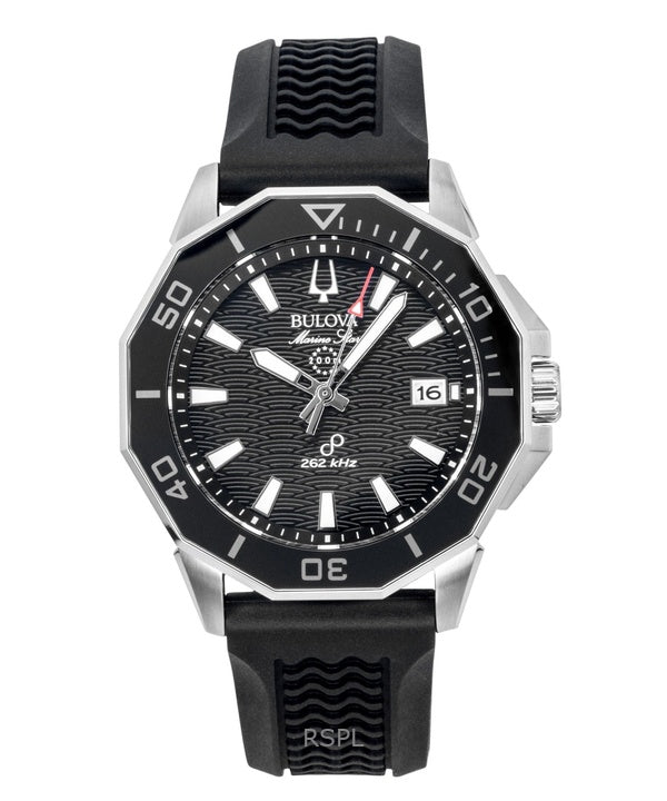 Orologio da uomo Bulova Marine Star Precisionist con cinturino in silicone e quadrante nero, al quarzo, subacqueo, 96B432, 200 m