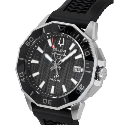 Orologio da uomo Bulova Marine Star Precisionist con cinturino in silicone e quadrante nero, al quarzo, subacqueo, 96B432, 200 m