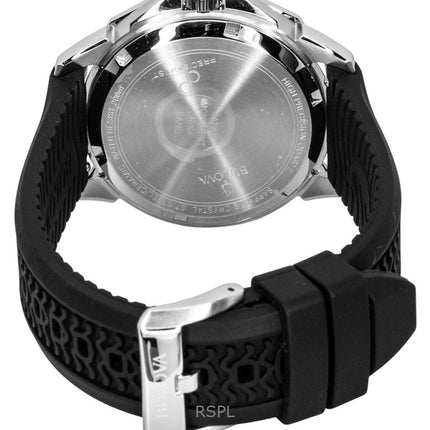Orologio da uomo Bulova Marine Star Precisionist con cinturino in silicone e quadrante nero, al quarzo, subacqueo, 96B432, 200 m