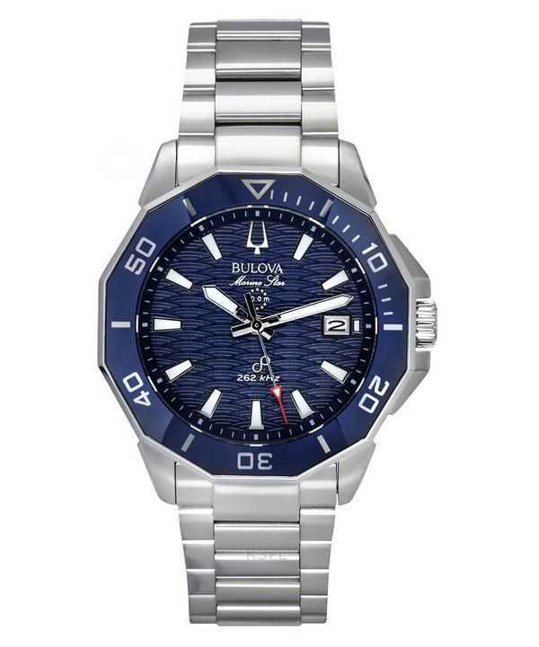 Orologio da uomo Bulova Marine Star Precisionist in acciaio inossidabile con quadrante blu al quarzo subacqueo 96B433 200M