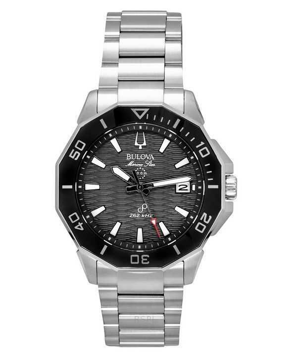 Orologio da uomo Bulova Marine Star in acciaio inossidabile con quadrante nero Precisionist Quartz Diver&#39;s 96B434 200M