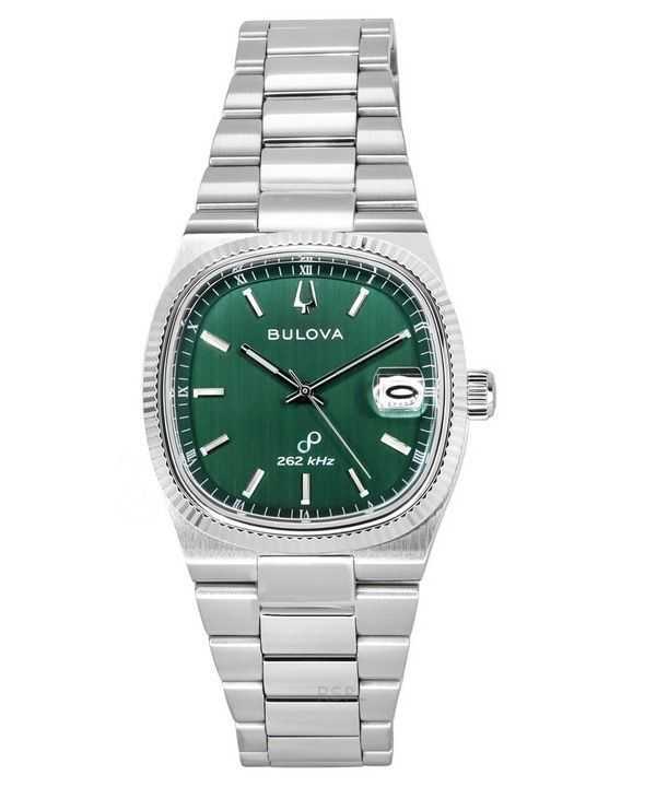 Orologio da uomo Bulova Classic Super Seville 262kHz Precisionist in acciaio inossidabile con quadrante verde al quarzo 96B439