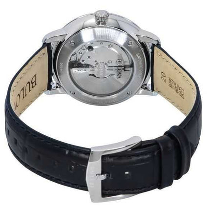 Orologio da uomo Bulova Analog Hudson con cinturino in pelle e quadrante nero automatico 96B441