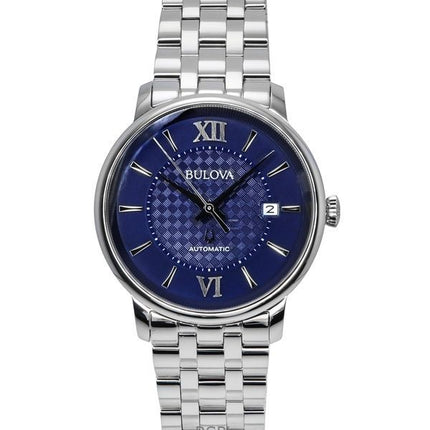 Orologio da uomo Bulova Hudson in acciaio inossidabile con quadrante blu automatico 96B447