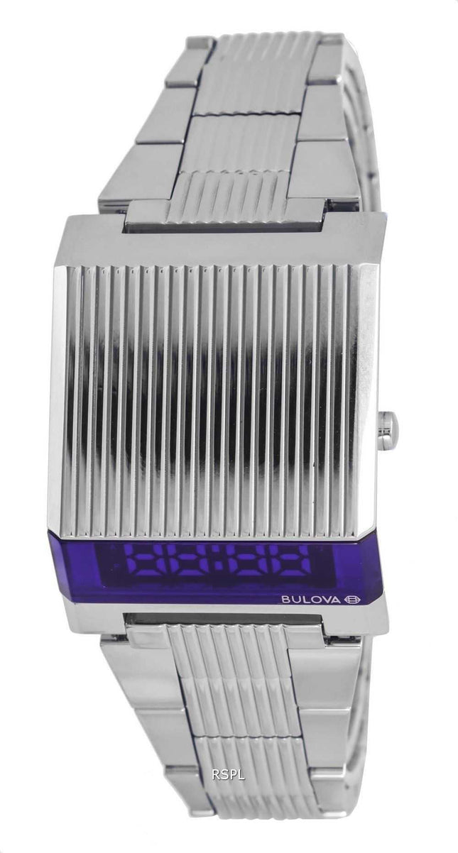 Orologio da uomo Bulova Computron Archive Series in acciaio inossidabile con quadrante blu al quarzo 96C139
