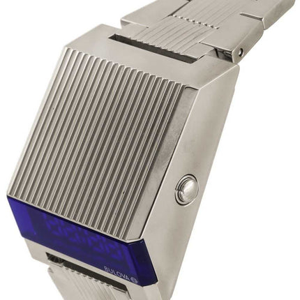 Orologio da uomo Bulova Computron Archive Series in acciaio inossidabile con quadrante blu al quarzo 96C139