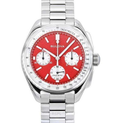 Orologio da uomo Bulova Lunar Pilot Chronograph in acciaio inossidabile con quadrante rosso al quarzo 96K115