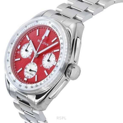 Orologio da uomo Bulova Lunar Pilot Chronograph in acciaio inossidabile con quadrante rosso al quarzo 96K115
