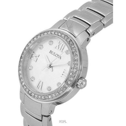 Orologio da donna al quarzo 96L280 con accenti di cristallo Bulova in acciaio inossidabile con quadrante argentato