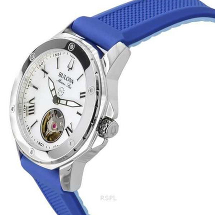 Orologio da donna Bulova Marine Star con cinturino in silicone e quadrante in madreperla, automatico, 96L324, 100 m