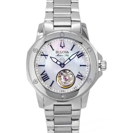 Orologio da donna Bulova Marine Star in acciaio inossidabile con quadrante in madreperla automatico 96L326 100M
