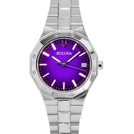 Orologio da donna Bulova Prestige in acciaio inossidabile con quadrante viola al quarzo 96M168 100M