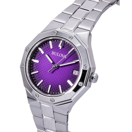 Orologio da donna Bulova Prestige in acciaio inossidabile con quadrante viola al quarzo 96M168 100M
